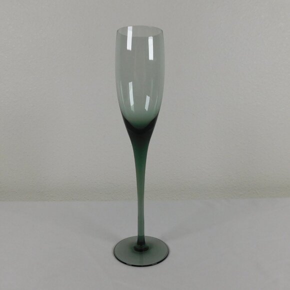 Sasaki Hampton Smoke Crystal Champagne Flute 10 1/2 in tall Smooth Stem - Picture 1 of 8